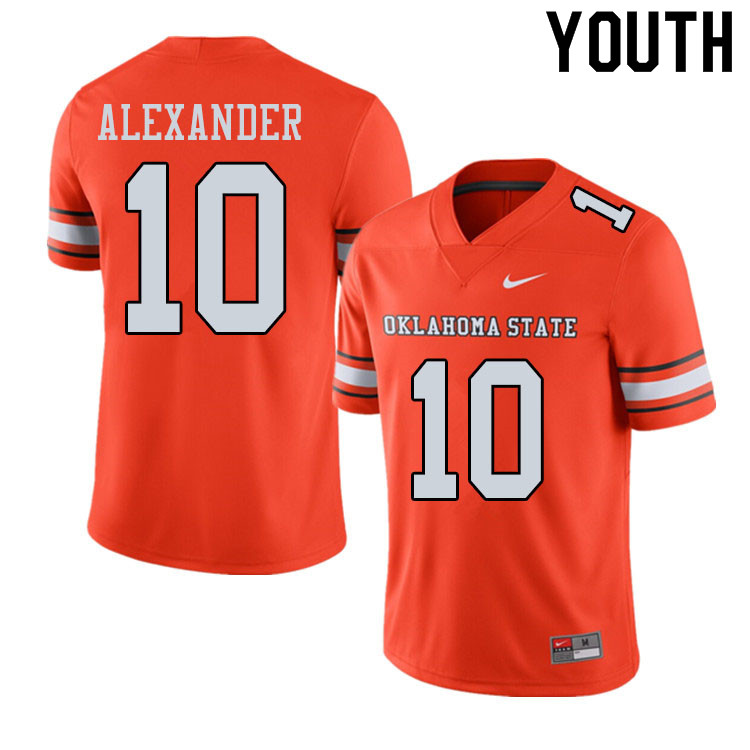 Youth #10 Tyrell Alexander Oklahoma State Cowboys College Football Jerseys Sale-Alternate Orange - Click Image to Close